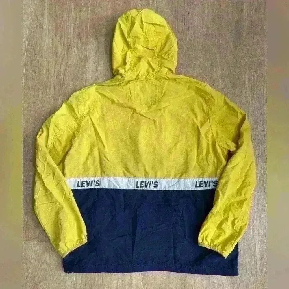 Levi’s Retro Color Block Mens Pullover 1/2 Zip Hooded Windbreaker Jacket Large